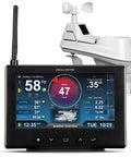 All In One Weather Station With Rain Gauge And Wind Speed Direction Indoor Outdoor Thermometer Wireless Sensor For Temperature And Humidity HD Display And Built In Barometer showing real-time data on screen