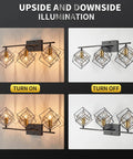 Lighting display of Rotatable 3 Cube Shade Vanity Light For Bathroom Over Mirror Mount Dope Matte Black Wall Fixture