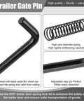 Premium Heavy Duty Trailer Gate Spring Latch Repair Kit Two Pack showing black gate pin, high rigidity spring, rust-proof materials.