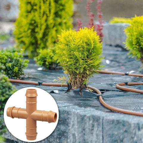 Four Way Cross Tee Fittings For One Half Inch Drip Irrigation Tubing Pack Of Twelve Barbed Cross Connectors For Lawn Garden