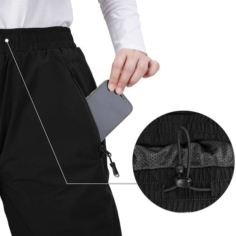 Women's Lightweight Waterproof Rain Pants With Mesh Lining For Breathability Fully Sealed Seams Windproof Outdoor Hiking detail