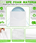 Moving Day Dish Packing Set With 200 Foam Pouches And Sheets showing EPE foam material's features and benefits