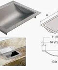Diagram of Drop-In Deal Tray for Cash and Coins in Brushed Stainless Steel, 12 Inch Wide By 10 Inch Deep By 1 9 16 Inch High, Flush Mount Design.