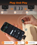 Air SE Wireless Mini Mic For iPhone And Android With AI Noise Cancellation Clip On Creator Mic For YouTube TikTok And Vlog 2TX Plus USB C Receiver 48kHz 24 Bit shown with plug-and-play setup illustration.