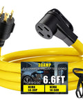 Heavy Duty 6 6Ft Nema L6 30P To 14 50R Ev Charging Adapter Cord 30 Amp To 50 Amp Generator Connector with black ends and yellow cable.