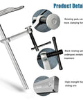 Close-up of a Set of 4 12 Inch Heavy Duty F Clamps for Welding Woodworking and Metalworking with 550 LB Load Capacity