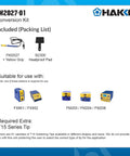 FM2027-01 Soldering Iron With Grip And Heatproof Pad components and compatibility chart for Hakko stations