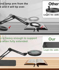 Comparison of lamp base stability for 3 In 1 Magnifying Desk Lamp With Light Heavy Duty Base And Clamp 5X LED Magnifier.