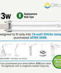 13w replacement bulb for OttLite lamp, compatible with Folding Task Lamp With Multi Position Shade Portable Desk Light For Your Desk Setup Home Office Low Heat And Low Glare Fold Up Design With Handy Handle Fits Desks And Workstations White Finish.
