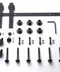 Heavy Duty 6.6ft Sliding Barn Door Hardware Kit Black For 1 3 8 Inch To 1 3 4 Inch Doors No Fuss Easy Install components layout