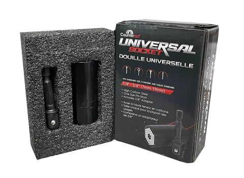 Universal Socket 3/8 Inch Bad Boy Tool That Adapts From 7 To 19 mm And 1/4 To 3/4 Inch Nuts Self Adjusting Chrome Vanadium Steel Grip