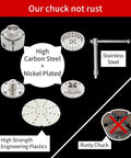 DEEFIINE 4-in wood lathe chuck set, nickel-plated 4-jaw, includes 1-1/4 x 8tpi thread and 1 x 8tpi adapter