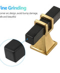 Close-up of Two Pack Square Black And Gold T Bar Cabinet Handles with fine grinding and corner arc design, 50.7mm length.