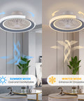 Bladeless Ceiling Fan With LED Lights And Remote 20 Inch Low Profile Flush Mount Smart App with summer and winter mode