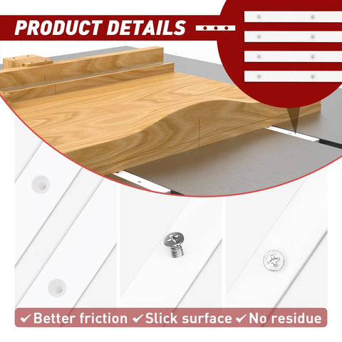 Table Saw Sled Made From Durable UHMW Plastic With Ultra Smooth Glide Pre Drilled Holes And Screws Included, wood surface detail