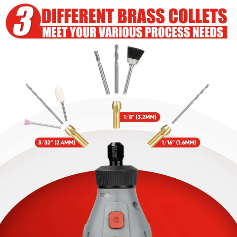 Front view of EZUVITA 618PCS rotary tool accessory kit with red storage case and assorted bits