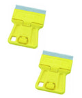 High Visibility Mini Razor Blade Scraper 1-3/16 Inch Yellow Two Pack Grab-And-Go Handy Tool with Reversible Blade