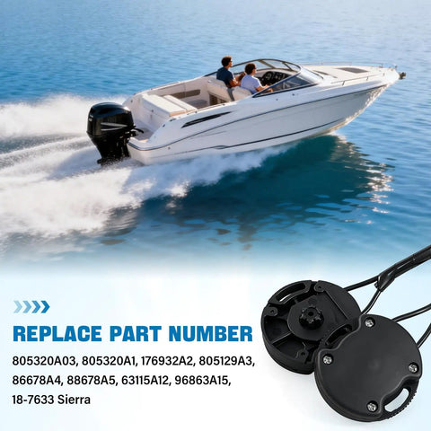 Trim Sender Limit Switch Kit Replacement For Mercruiser Sterndrives MC I R MR Alpha One Alpha One Gen II Bravo displayed near boat