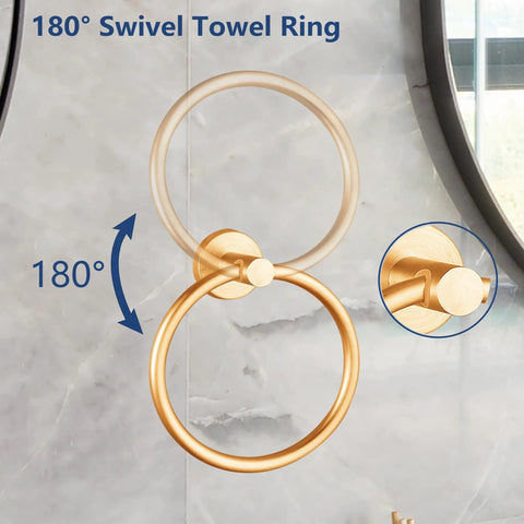 Slick Wall Mounted Towel Ring Crafted From Premium Stainless Steel Tailored For Top Shelf Bathrooms And Kitchens Boasts A Butter Smooth Swivel Handle With Quick Screw Install That Totally Slaps Against Tile Work, showing 180° rotation.