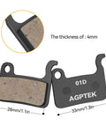 High Performance Mountain Bike Disc Brake Pad Set Four Pairs Quiet Resin And Brass Fiber For Superior Heat Dissipation And Low Noise Braking Compatible With Shimano Deore XT SLX Alfine Saint shown with measurements and 4mm thickness