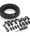 Heavy Duty 4AN Fuel Line Kit Measuring 20 Feet Long Features Nylon Braided Design With 304 Steel Reinforcement, coiled hose and fittings