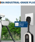 Level 2 EV Charger 40 Amp 240 Volt With Nema 14-50 Plug And 25 Foot Cord, portable charger plugged into car.