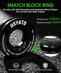 Soft Shackle and Recovery Ring Kit with 56000 LBS Winch Accessories for Off Roading Includes Two One Half Inch By Twenty Two Inch Soft Shackles Snatch Block Pulley And Storage Bag For SUVs Trucks Trailers Boats And More black snatch block ring