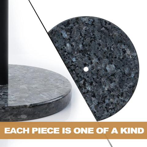 Blue Pearl Granite Paper Towel Holder With Marble Base And Metal Rod 8 Inch Countertop Stand close-up of unique granite base