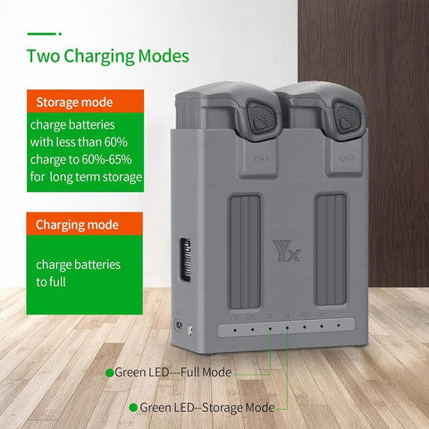 Two-Way USB Battery Hub For DJI Mavic 4 Pro With Smart Charging Station showing two charging modes.