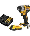 20V Max Brushless Impact Driver with one quarter inch hex, compact lightweight design, LED light, battery and charger included
