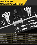 Nine Way Two Thirds Jaw Bearing Hub Gear Seal Remover Tool And Nineteen Piece Heavy Duty Slide Hammer Puller Kit displayed on table