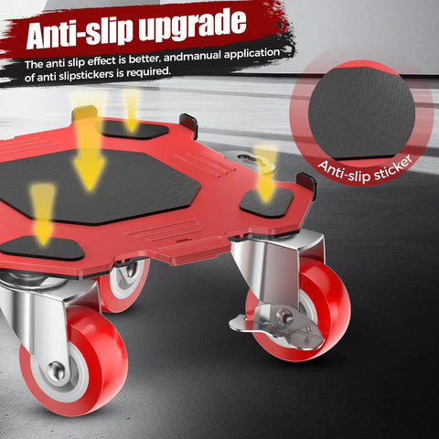 Kavlium Heavy Duty Furniture Dollies With 5-Wheel Movers, reinforced carbon steel dollies with anti-slip upgrade for secure transport.