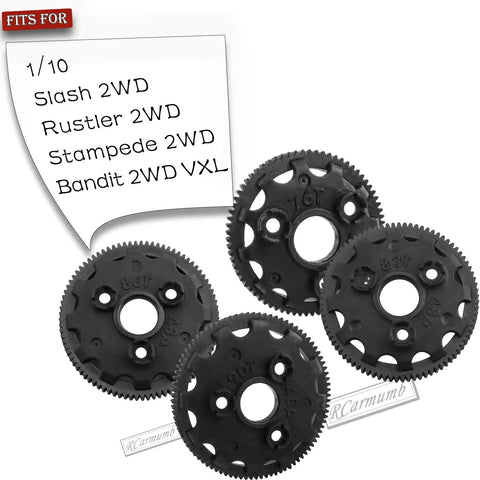 Spur Gear Upgrade Set For 1/10 Slash Rustler Stampede Bandit 2WD RC Car 48P 76T 83T 86T 90T Nylon 4pcs for tough trails
