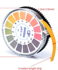 5 Meter PH Test Strips Water Testing Kit With Litmus Paper For Acid And Alkaline Testing Quick 15 Second Color Match With PH Chart Ideal For Home Lab Aquarium And Environmental Checks showing strip length and pH color chart