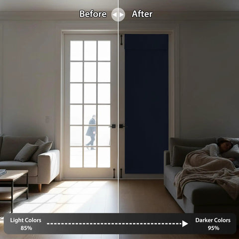 Self Sticky Blackout Curtain Panel For Windows And French Doors No Drill Easy Install Thermal Insulated Light Blocking Navy installed