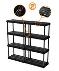 Go To Light Duty Storage Shelves With Ventilated 4 Shelf Rack For Home Garage Basement And Laundry Connects With Multiple Units For Expansive Organization Sturdy Black Shelving Unit For Flexible Storage, black plastic 12 x 24 x 48 in