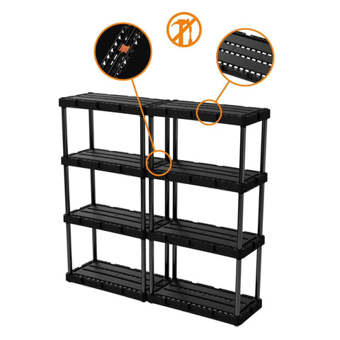 Go To Light Duty Storage Shelves With Ventilated 4 Shelf Rack For Home Garage Basement And Laundry Connects With Multiple Units For Expansive Organization Sturdy Black Shelving Unit For Flexible Storage, black plastic 12 x 24 x 48 in