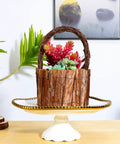 Straight Up Essential 4 Inch Craft Sticks, 45 Pcs Natural Wood Twigs With Original Bark For Rustic Diy Photo Props, School Art Projects And Handmade Card Making, Hella Versatile Bulk Supplies in a handmade twig basket with succulents.