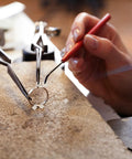 Jeweler using tools on ring with Two Pack 2mm Silver Solder Sheet For Jewelry Making, DIY Soldering Supplies, Great For Repairs And Craft Projects, Works With A Wide Range Of Metals, Compact, Easy To Use, Pro Grade Silver Jewelry Craft.