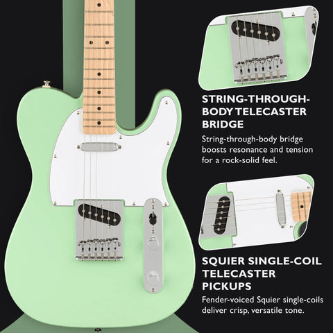 Affinity Telecaster Surf Green Dope Gear Bundle With Frontman 10G Amp Gig Bag Tuner Instrument Cable Strap Picks And Instructional DVD