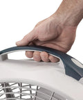 Air Circulator Floor Fan With Three Speeds 20 Inch Model 3300 Gray handle close-up for easy portability