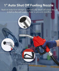1 Inch By 50 Foot Fuel Hose Reel With Spring Driven Retractable Design, 300 PSI Diesel Hose Reel, Auto Swivel, fueling nozzle close-up