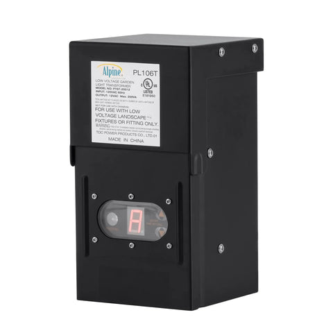 Outdoor 200 Watt Transformer With Photo Cell And Timer For Ponds And Fountains featuring weather resistant durable plastic case
