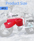 4 Pack 20 Inch Bicycle Rim Strip Tape For Tubeless Rims High Pressure Puncture Resistant PVC Wheel Liner Red To Protect Inner Tubes Great For Mountain And Road Bikes showing product size.