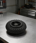 Offroad Electric Skateboard Wheel 200x50 with Aluminum Alloy Hub Pneumatic Tire on workbench