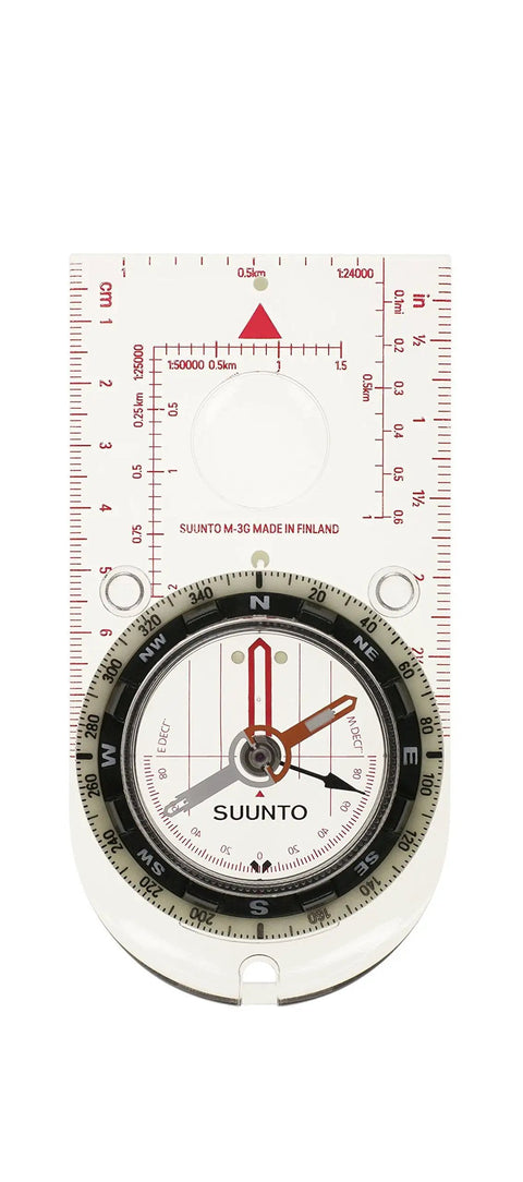 M-3 Global Adventure Compass with global needle and baseplate featuring metric and imperial measurements for outdoor navigation