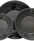 Dual-Sided Gold Panning Kit With Vanishing Riffles For Maximum Gold Recovery, 3-Piece Set Includes 9, 11, 15 Inch Black Pans