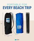 World's Best Beach Shade Wind Powered Shelter with bag, fabric, and poles, lightweight 4 lb, royal blue, portable for beach trips