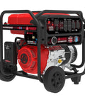 Side view of 8,200 Watt Dual Fuel Portable Generator With 322cc OHV Engine, CO Sensor, heavy duty frame and control panel