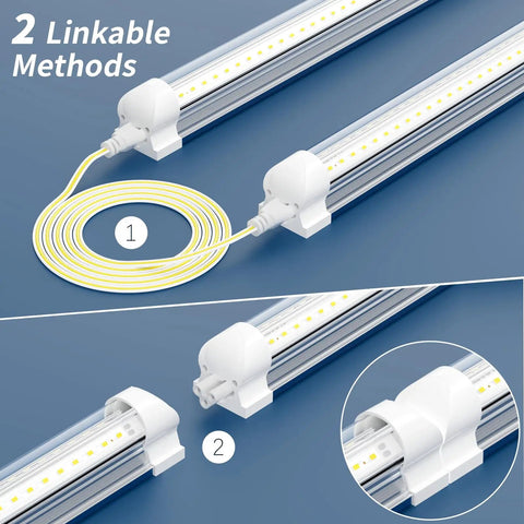12 Pack T8 LED Shop Light 4Ft 42W 6300 Lumen 5000K Daylight Linkable methods illustration